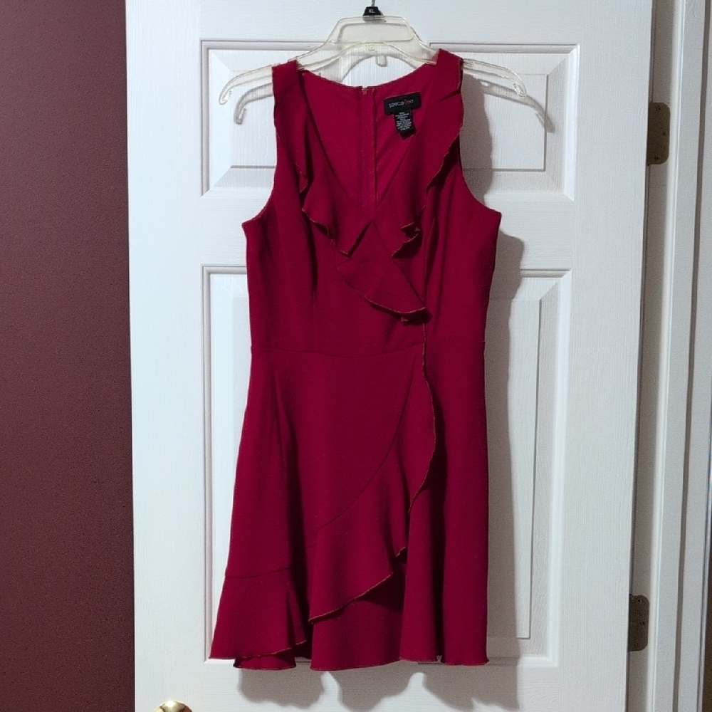 Teeze Me Red V-neck Asymmetrical Sheath Dress Cocktail